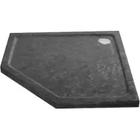 Sanilux Douchebak Natuursteen Jory 90x90x4cm Vijfhoek Zwart/bruin Radius 55cm