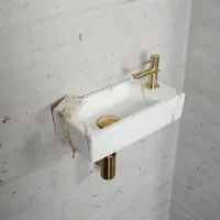 Wiesbaden Fonteinset carrara marmerlook color messing goud