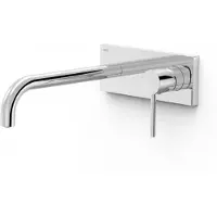 Tres Wastafelmengkraan inbouw study exclusive met afdekplaat gebogen uitloop 24 cm en hendel chroom