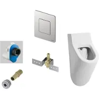 Salenzi Urinoir Set Hung Achterinlaat Mat Wit met TECE Solid Drukplaat Metaal