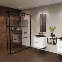 Riho Inloopdouche met Zijwand Grid 100x200 cm 6 mm Helderglas Zwarte Profielen