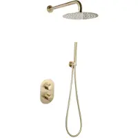 Sanilux Thermostatische regendoucheset peralta inbouw met handdouche geborsteld goud