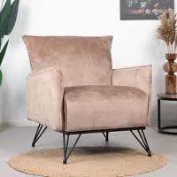 Livin24 Velvet fauteuil Mika taupe