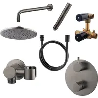 Wiesbaden inbouw regendouche set caral rond muuruitloop gunmetal pvd coating