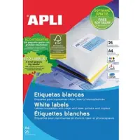 APLI Stickers/etiketten 10199 Wit 35,6 x 16,9 mm A4 25 Lakens