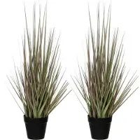 Mica Decorations - 2 st - gras kunstplant - groen/paars - H53 x D30 cm