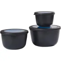 Mepal Meal prep bakjes - Magnetronschaal - Cirqula 3-delige set (500, 1000, 2000 ml) - Nordic black - Vershoudbakjes - Diepvriesbakje