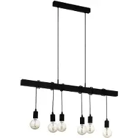 Eglo 49755 Townshend Hanglamp Staal Zwart/Hout Zwart - 6 x E27