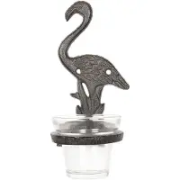 Clayre & Eef Theelichthouder 8x12x19 cm Bruin Ijzer Glas Flamingo Waxinelichthouder Bruin Waxinelichthouder