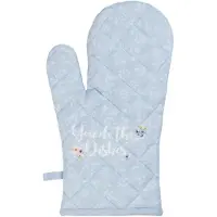 Clayre & Eef Ovenwant 16x30 cm Blauw Katoen Bloemen Ovenhandschoen Blauw Ovenhandschoen