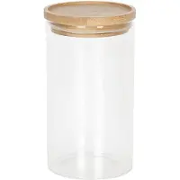 Clayre & Eef Voorraadpot Ø 8x15 cm Glas Rond Voorraadbus Transparant Voorraadbus