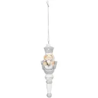 Clayre & Eef Decoratie Hanger 4*4*13 cm Grijs Kunststof Kersthanger Kerstboomversiering Grijs Kersthanger