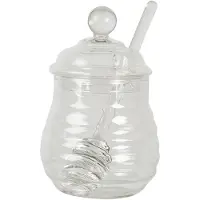 Clayre & Eef Voorraadpot Ø 10x14 cm Glas Rond Voorraadbus Transparant Voorraadbus