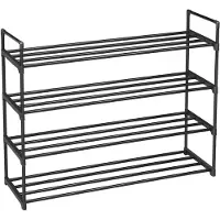 Acaza Schoenenrek - 4 niveaus - metaal - 92x73x30 cm - zwart