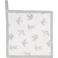 Clayre & Eef Pannenlap 20x20 cm Grijs Wit Katoen Vierkant Zwaluw Afgiet Pannenlap Afgiethulp Pannenlap Grijs Afgiet