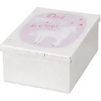 Clayre & Eef Blikken opbergdoos, 10x14x6 cm, wit, roze, metaal, met eenhoornmotief