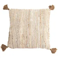 Clayre & Eef Sierkussen 45x45 cm Beige Bruin Katoen Vierkant Kussenhoes met Kussenvulling Beige Kussenhoes met