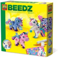 SES Creative - Beedz - Unicorn - 1800 Strijkkralen met Grondplaten, Glitters en Strijkvellen - Vanaf 5 Jaar