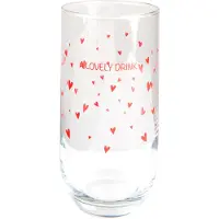 Clayre & Eef Waterglas 280 ml Glas Harten A lovely drink Longdrinkglas Transparant Longdrinkglas