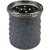 Clayre & Eef Theelichthouder Ø 6x7 cm Grijs Glas Metaal Waxinelichthouder Grijs Waxinelichthouder