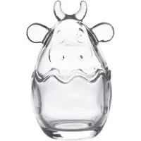 Clayre & Eef Glazen potje Koe Ø 8x14 cm Transparant Glas Rond Potje Transparant Potje