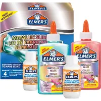ELMER'S Metallic slijmpakket van | Slijmbenodigdheden, inclusief metallic PVA-lijm | Met Magical Liquid-slijmactivator | 4-delig pakket