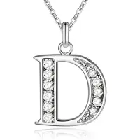 LGT JWLS Zilverkleurige Letter D Dames Ketting met Zirkonia