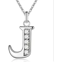 LGT JWLS Zilverkleurige Letter J Dames Ketting met Zirkonia