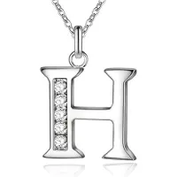 LGT JWLS Zilverkleurige Letter H Dames Ketting met Zirkonia