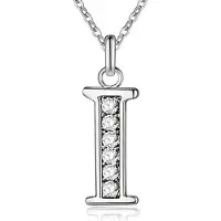 LGT JWLS Zilverkleurige Letter I Dames Ketting met Zirkonia