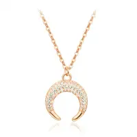 LGT JWLS Goudkleurige Edelstaal Dames Ketting met Maan Zirkonia Hanger
