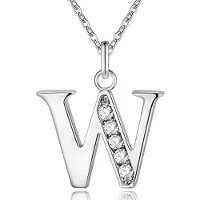 LGT JWLS Zilverkleurige Letter W Dames Ketting met Zirkonia