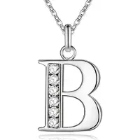 LGT JWLS Zilverkleurige Letter B Dames Ketting met Zirkonia