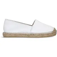 Manfield Witte leren espadrilles | Maat 36