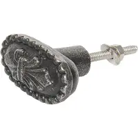 Clayre & Eef Deurknop 5 Cm Grijs Ijzer Ovaal Meubelknop Kastknop Grijs Meubelknop Kastknop