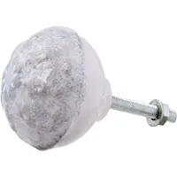 Clayre & Eef Deurknop Ø 4 Cm Grijs Wit Keramiek Rond Bloemen Meubelknop Kastknop Grijs Meubelknop Kastknop