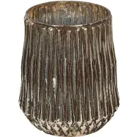 Clayre & Eef Theelichthouder Ø 18x21 cm Goudkleurig Glas Waxinelichthouder Goudkleurig Waxinelichthouder