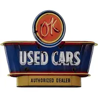 Clayre & Eef Tekstbord 50x1x40 cm Blauw Ijzer Used Cars Wandbord Blauw Wandbord