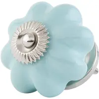 Clayre & Eef Deurknop Ø 4 Cm Blauw Keramiek Meubelknop Kastknop Blauw Meubelknop Kastknop