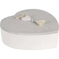 Clayre & Eef Opbergdoos 18x18x6 cm Grijs Wit Hout Hartvormig Hart Opbergbox Grijs Opbergbox