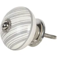 Clayre & Eef Deurknop Ø 4 Cm Wit Keramiek Rond Meubelknop Kastknop Wit Meubelknop Kastknop
