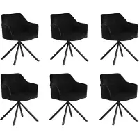 Bronx71 Velvet eetkamerstoel Furtado draaibaar zwart - Eetkamerstoelen set van 6.