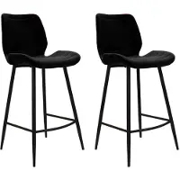 Bronx71 Velvet barkruk Toby zwart 71 cm - Barkrukken set van 2.