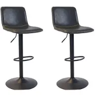 Bronx71 Industriële Barkruk Texas leer antraciet 60 - 76 cm - draaibaar - Barkrukken set van 2.