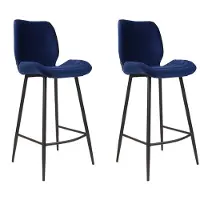 Bronx71 Velvet barkruk Toby donkerblauw 71 cm - Barkrukken set van 2.