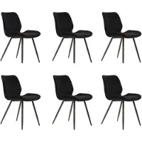 Bronx71 Velvet eetkamerstoel Toby zwart - Eetkamerstoelen set van 6.