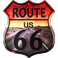 Clayre & Eef Tekstbord 45x50 cm Grijs Rood Ijzer Route 66 Wandbord Grijs Wandbord