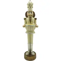 Clayre & Eef Theelichthouder Notenkraker 30 cm Beige Bruin Kunststof Waxinelichthouder Beige Waxinelichthouder