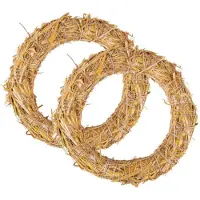 Rayher Hobby Set van 2x stuks decoratie kransen van stro/strokransen 40 x 6,5 cm - Kerstkransen