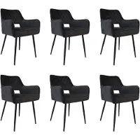 Bronx71 Velvet eetkamerstoel Mika antraciet - Eetkamerstoelen set van 6.